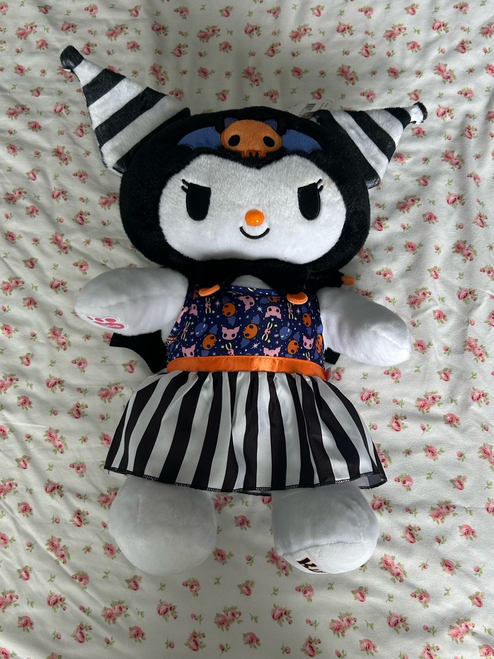 BUILD A BEAR Sanrio Kuromi Plush in Black, White & Orange Outfit